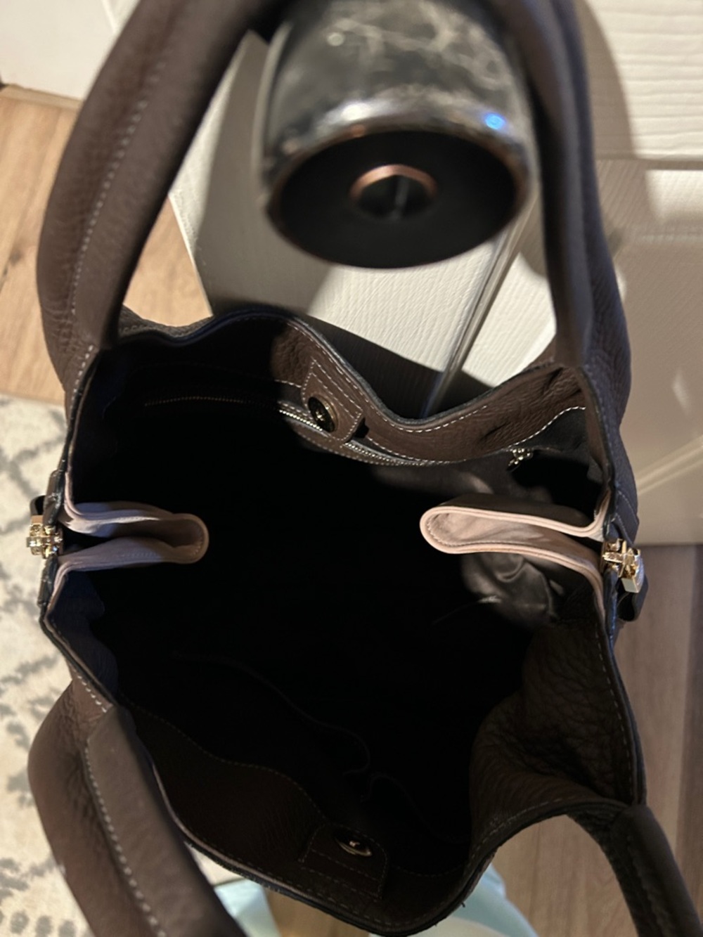 Tod's Dark Brown Pebbled Leather Shoulder Bag - Picture 4 of 5
